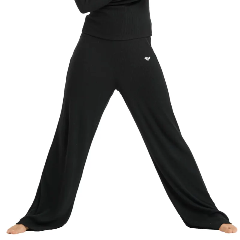 Roxy Rise & Vibe New Rib Wide ERJNP03673-KVJ0, Damskie, Czarne, spodnie, poliester, rozmiar: M