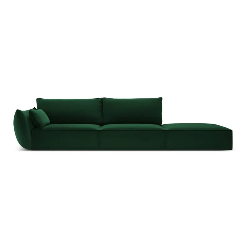 Ciemnozielona aksamitna sofa lewostronna 264 cm Vanda – Mazzini Sofas