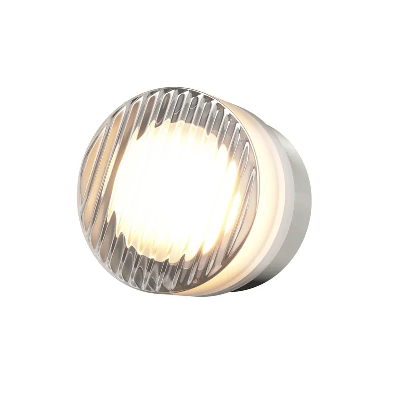 Kinkiet LED OLO, platynowy/przezroczysty z teksturą, Ø 13 cm, CCT