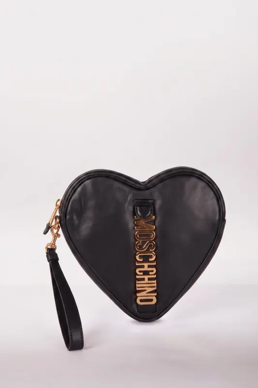 Moschino Heart Bag In Calfskin  Belt Black Maat: OS | Clutches Outlet | Dames | Zwart