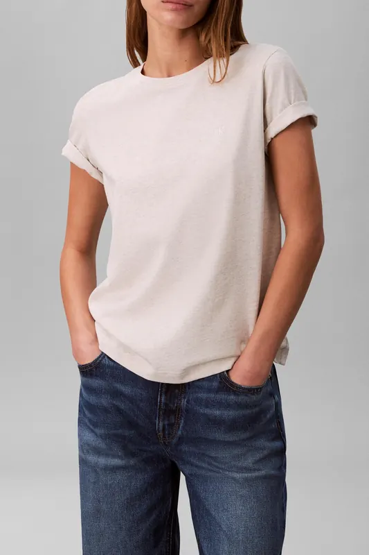 Calvin Klein Archive Jersey Crew Heroic Grey Heather Maat: L | Tops Outlet | Dames | Grijs
