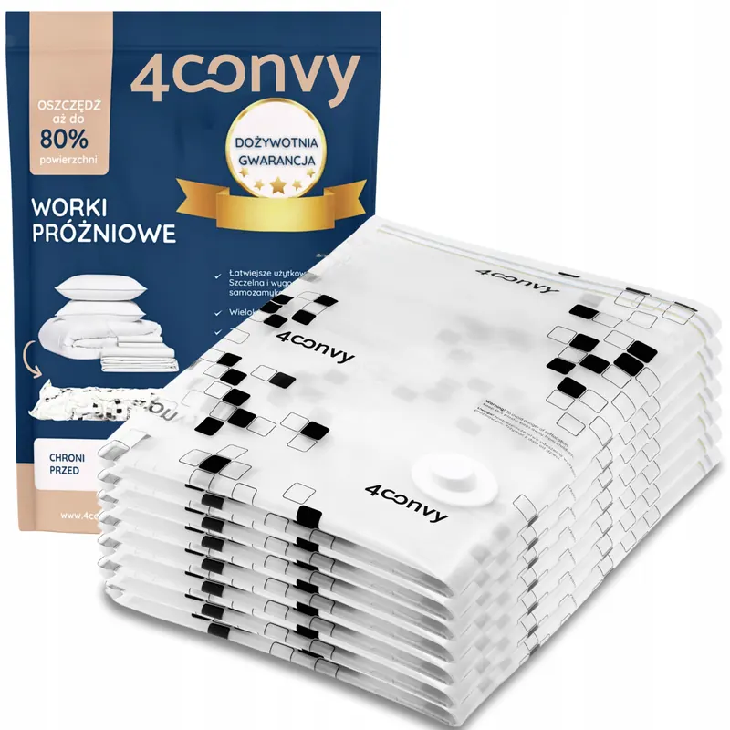 4CONVY 7xDUŻY worek próżniowy 70x100 na pościel ubrania odzież kołdry Mocny