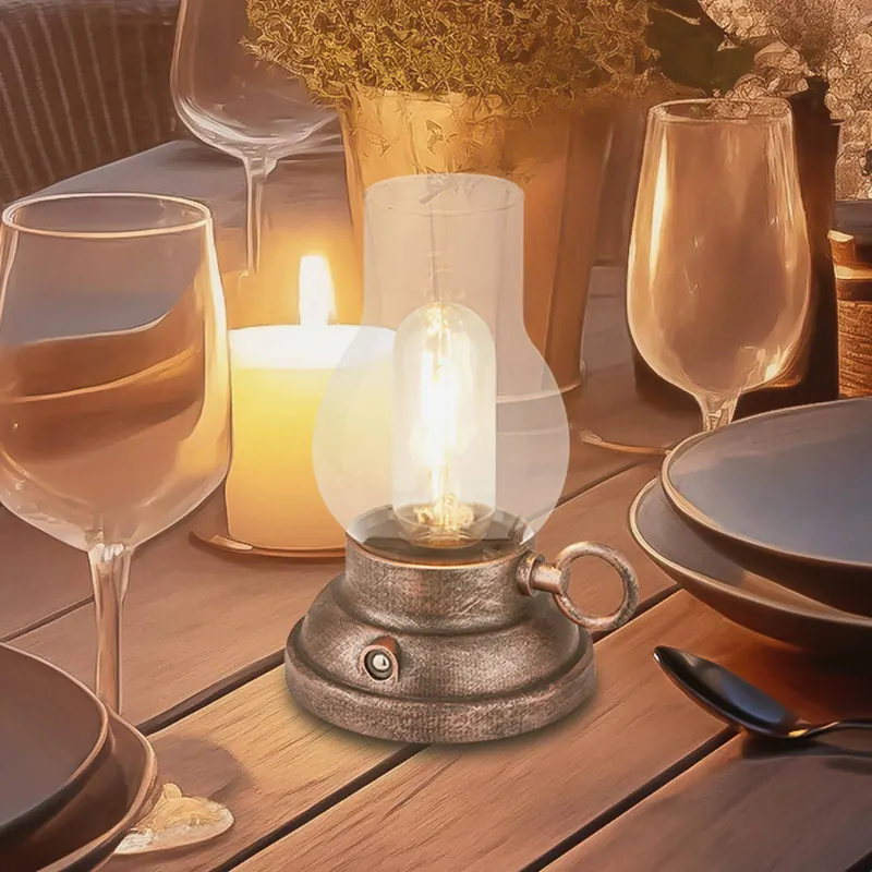 Lampa stołowa LED z akumulatorem Brilo unplugged Kanea w kolorze brązowym 18 cm
