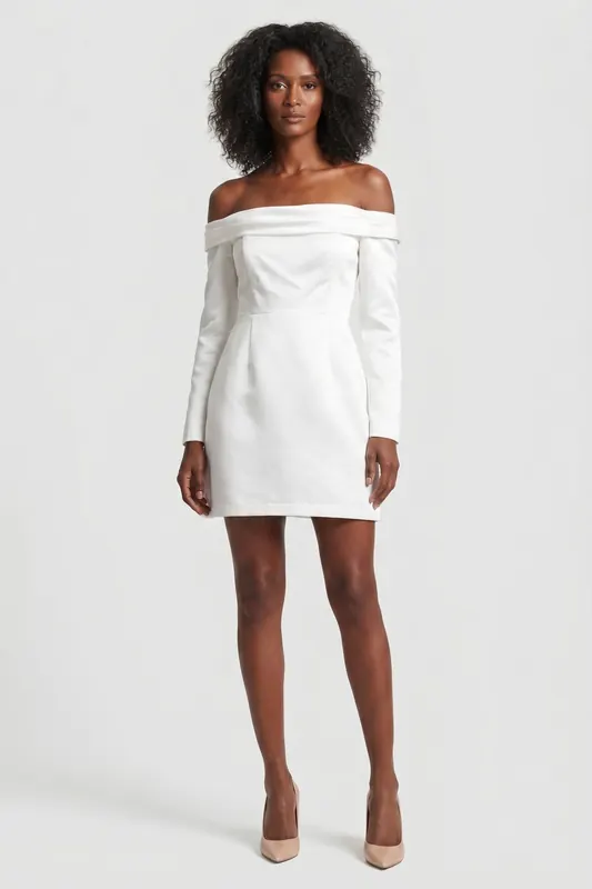 Odd Muse Satin Bardot Mini Dress White Maat: XL TALL | Mini Jurken Outlet | Dames | Wit