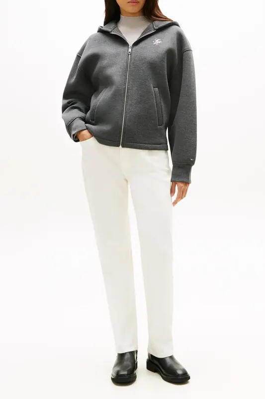 Tommy Hilfiger Th Script Interlock Med Grey Heather Maat: XXS | Sweaters Outlet | Dames | Grijs