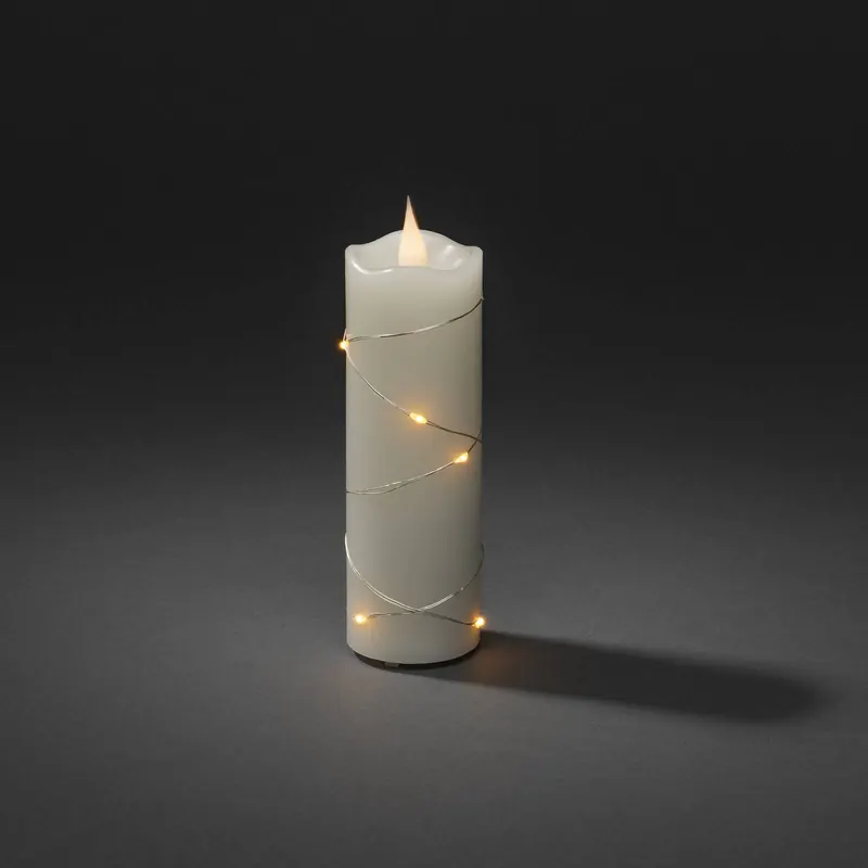 Świeca woskowa LED kremowa barwa światła bursztynowa 15,2 cm