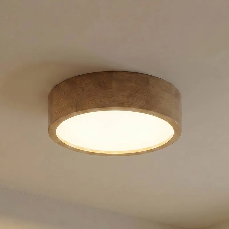 Lampa sufitowa Cleo, Ø 38 cm, 3-punktowa, drewno dębowe, E27