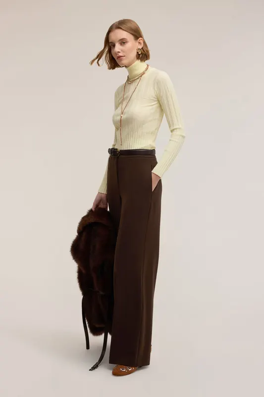Motivi Palazzo Pants In Flannel Brown Maat: 32 | Pantalons Outlet | Dames | Bruin