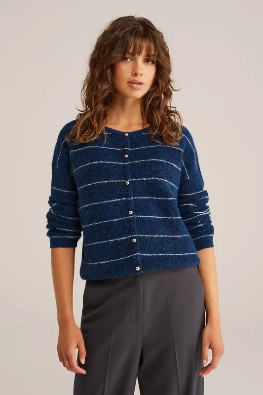 We Fashion Knitted Cardigan Dark Blue Maat: L | Gebreide Truien Outlet | Dames | Blauw
