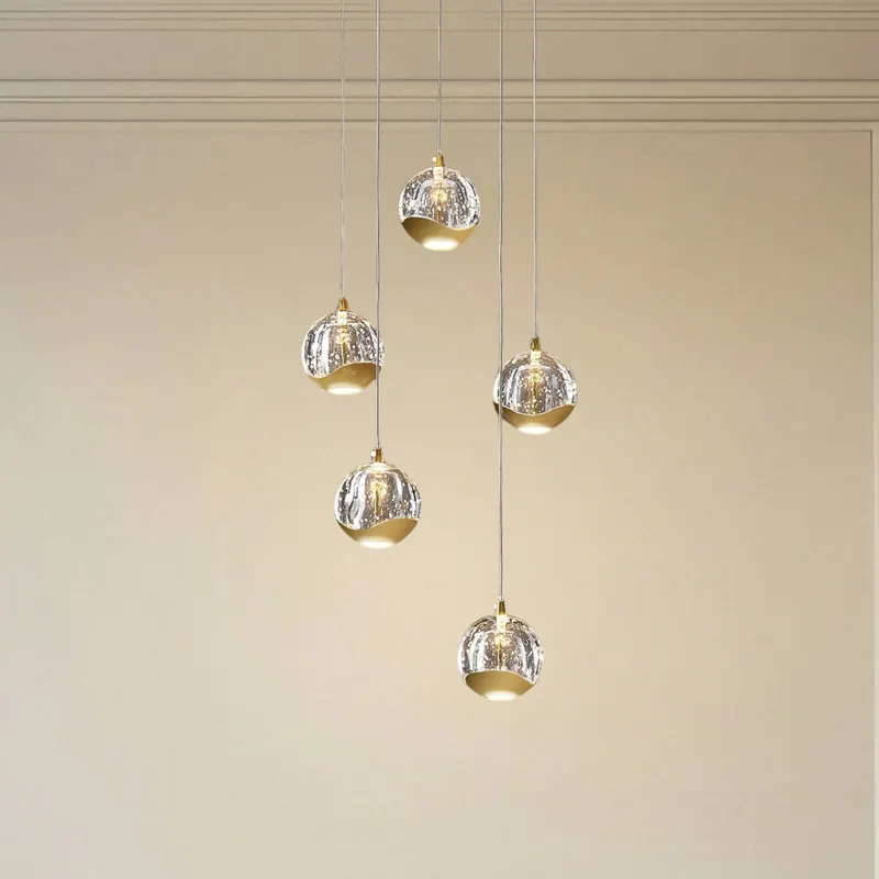 Lucande Lampa wisząca LED Hayley, Ø 30 cm, 5-punktowa, złota, szkło