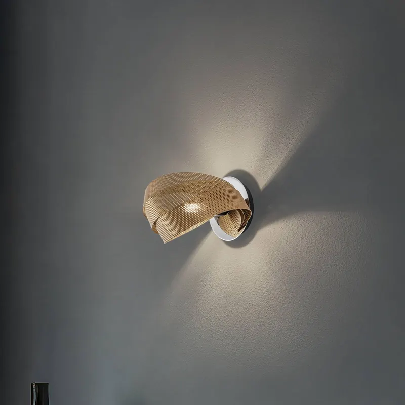 Kinkiet Vento, czarny/złoty, metal, 27 cm, E14