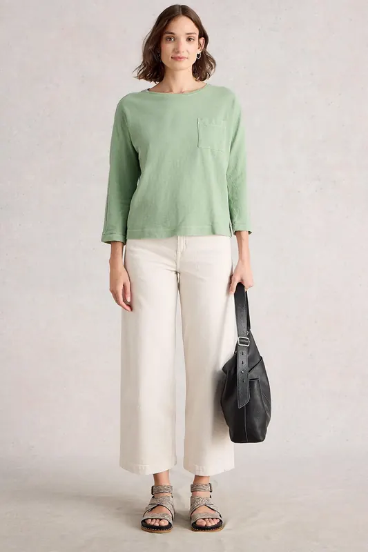 White Stuff Demi Dolman Top Mid Green Maat: 14 | Longsleeves Outlet | Dames | Groen