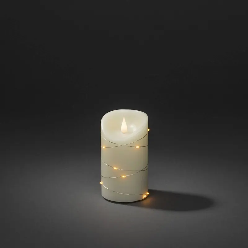 Świeca woskowa LED kremowa Barwa światła bursztyn Wysokość13cm