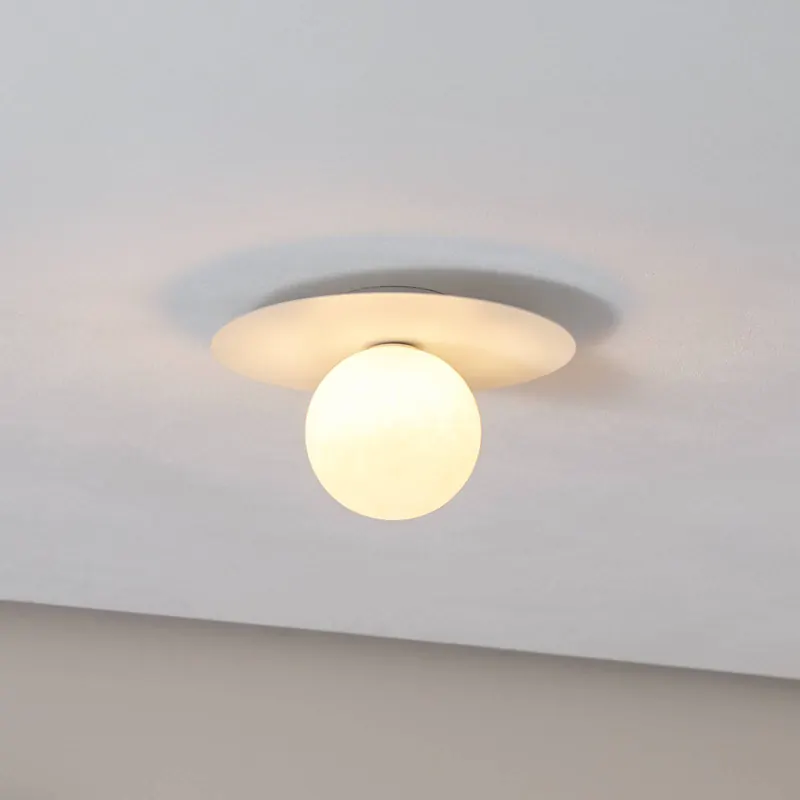 Lampa sufitowa Pixie, biała, szkło, Ø 25 cm, kulista, G9