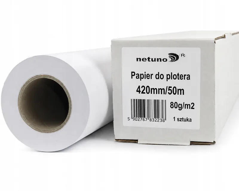 Papier do plotera w roli 80g 420mm x 50m 1 rolka biały do projektów planów