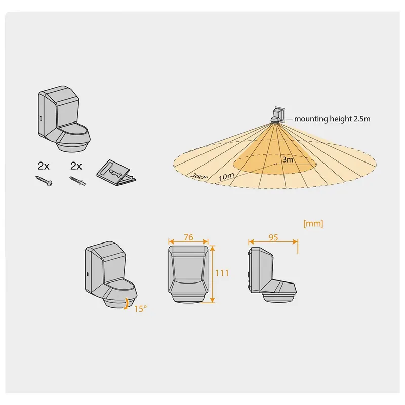LEDVANCE Sensor Wall 360DEG IP55, ciemnoszara