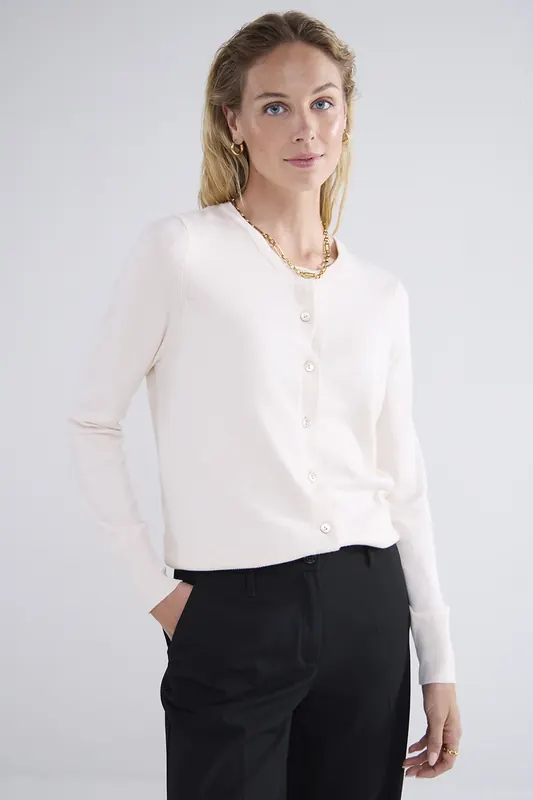 Summum Woman Short Cardigan Soft Viscose Polyamide Knit Ivory Maat: S | Cardigans Outlet | Dames | Grijs