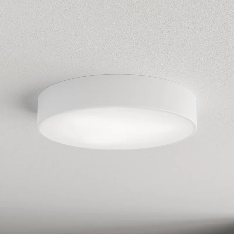 Lampa sufitowa Cleo 400, biała, czujnik, IP54, Ø 40 cm, metal
