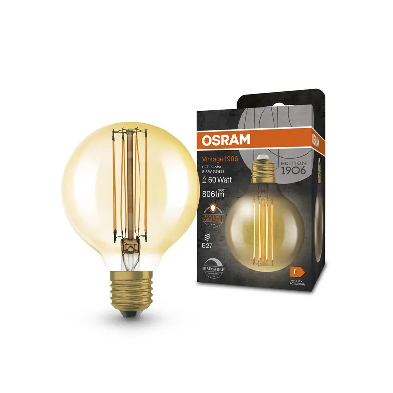 OSRAM Vintage 1906 E27 8,8W LED G80 822 dim złota