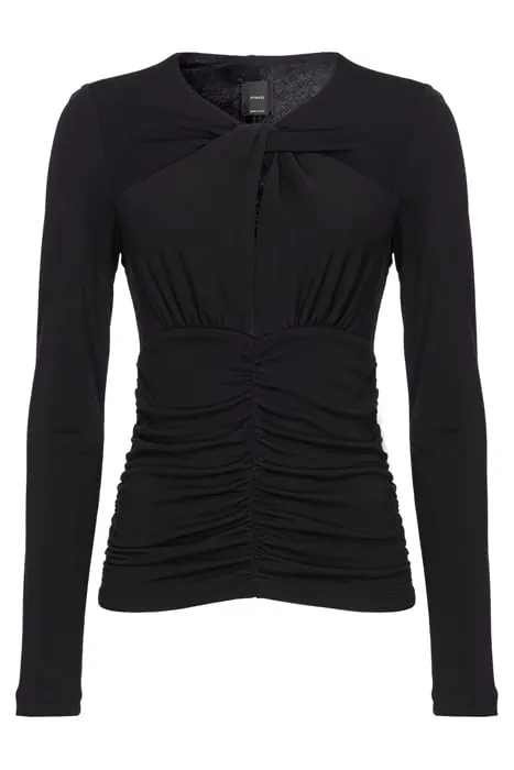 PINKO Martello Maglia Jersey Crepe Drappeggiato Black Maat: S | Longsleeves Outlet | Dames | Zwart