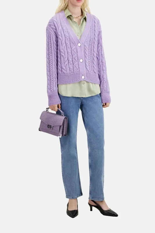 The Kooples Twisted Button Cardigan Violet Maat: 38 | Jassen Outlet | Dames | Paars