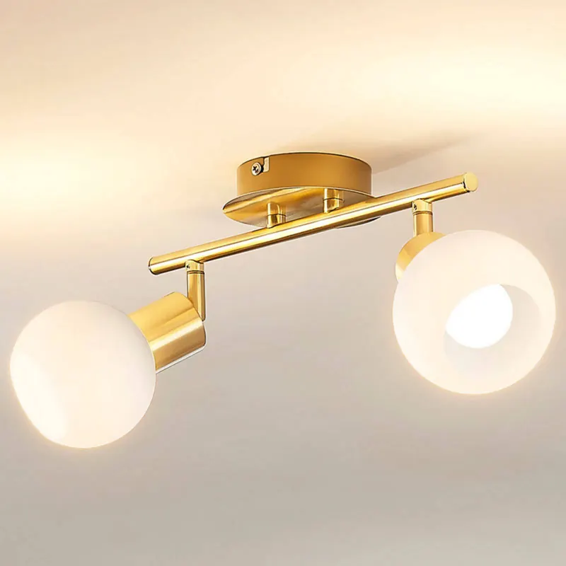 Lampa sufitowa Lindby Elaina, 30 cm, 2-punktowa, mosiądz, szkło, E14