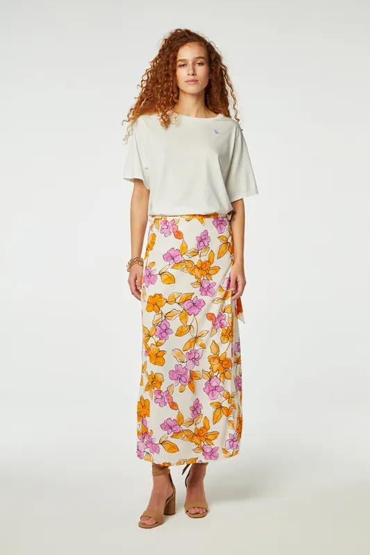 Fabienne Chapot Bobo Straight Skirt Mimosa/cream White Maat: 36 | Midi Rokken Outlet | Dames | Wit