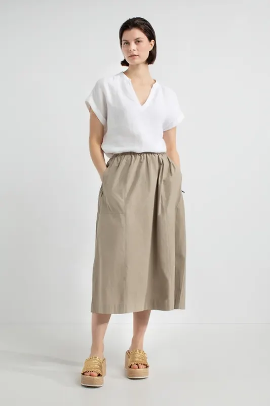 Josephine & Co Janna Skirt Light Olive Maat: 44 | Midi Rokken Outlet | Dames | Beige