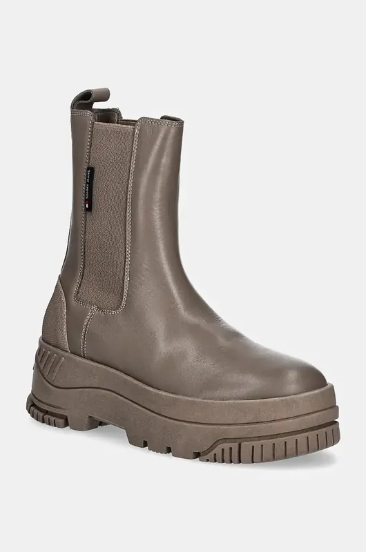 Tommy Jeans sztyblety skórzane TJW CHELSEA FLATFORM BOOT