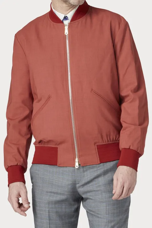 Paul Smith Mens Regular Fit Bomber Jacket Dark Orange Maat: M | Bomberjacks Outlet | Heren | Oranje