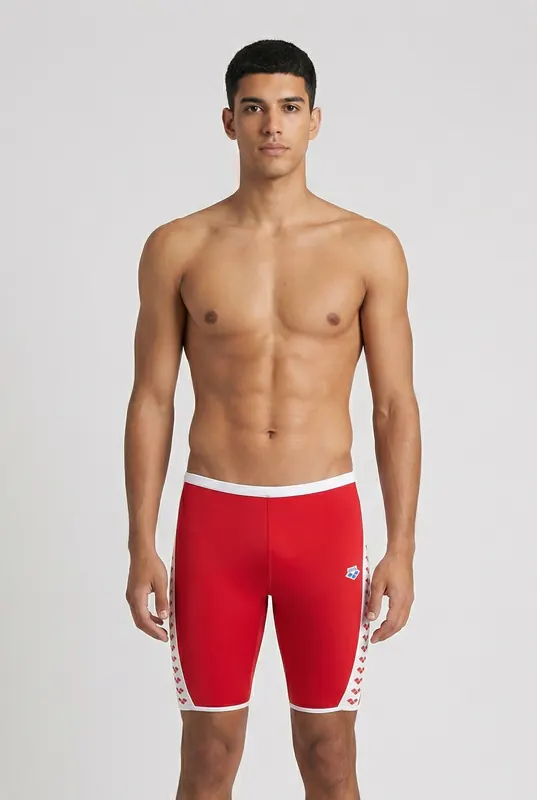 Arena Men's  Icons Swim Jammer Solid F Red White Maat: 65 | Zwembroeken Outlet | Heren | Rood
