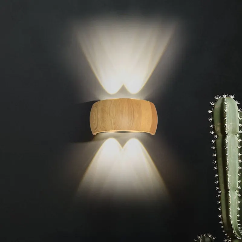 Kinkiet LED Shine-Wood, szerokość 20 cm, dąb/czarny, 4-punktowa