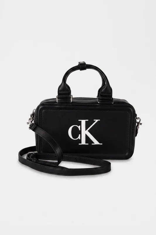 Calvin Klein Monogram Bauletto Crossbody Bag Black/white Maat: OS | Handtassen Outlet | Dames | Zwart
