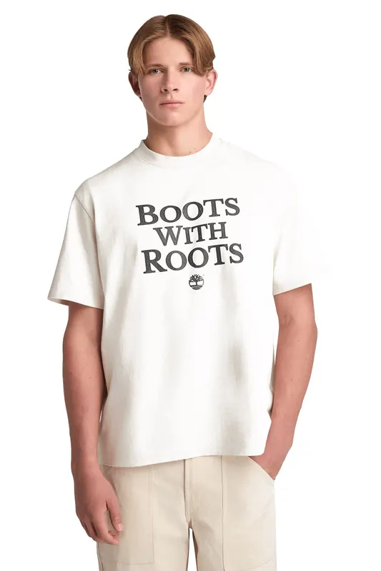 Timberland Slogan Tee Vintage White Maat: XL | T-shirts met Print Outlet | Heren | Wit