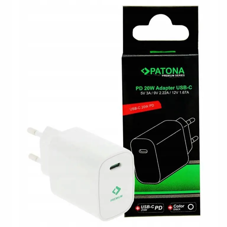 Adapter Ładowarka Patona Premium 20W z Usb-c biały