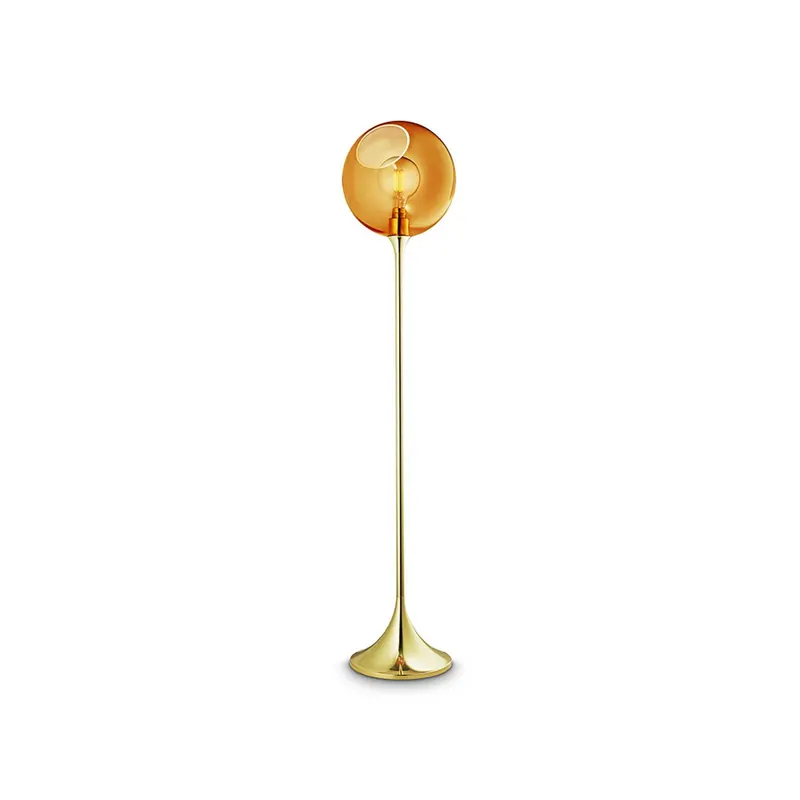 Lampa stojąca Ballroom, bursztynowa, szklana, dmuchana, ściemniana