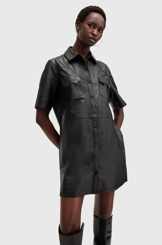 AllSaints sukienka skórzana ROCK DRESS