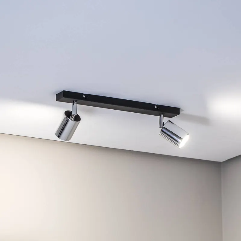 Lampa sufitowa Tune II, czarna/chromowana, metalowa, 2-punktowa, E27
