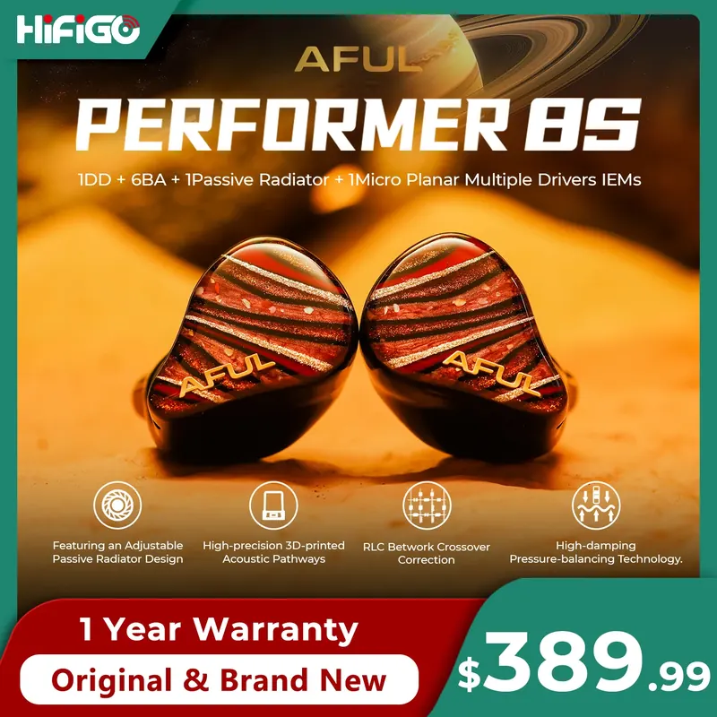Słuchawki douszne AFUL Performer 8S HiFi 1DD+6BA+1Pasywny Radiator+1Mikro Planar Przewodowe Słuchawki Muzyczne IEM AFUL P8S HiFiGo