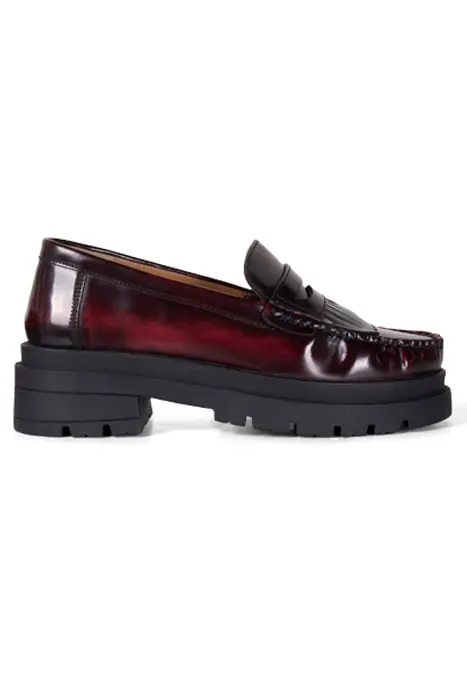 Summum Woman Shiny Leather Loafer With Rubber Sole Cassis Maat: 40 | Instappers Outlet | Dames