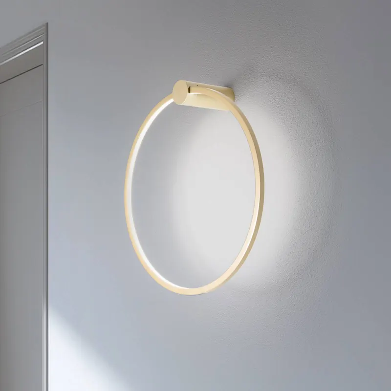 Kinkiet LED Saturno, złoty, Ø 50 cm, metal, 4000 K