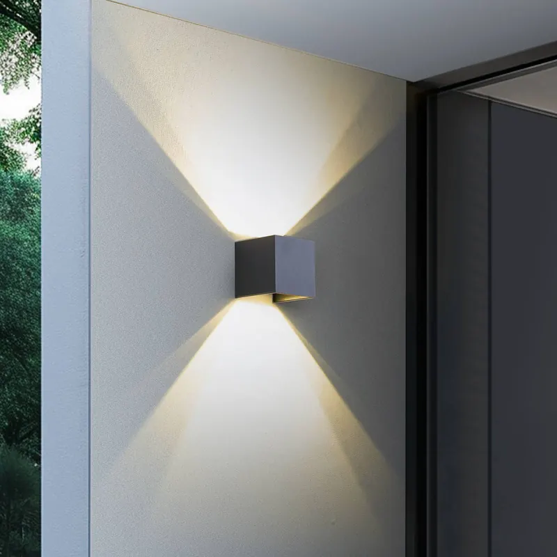 Lindby Smart – kinkiet zewnętrzny LED Dara, szary, kątowy, CCT RGB, Tuya