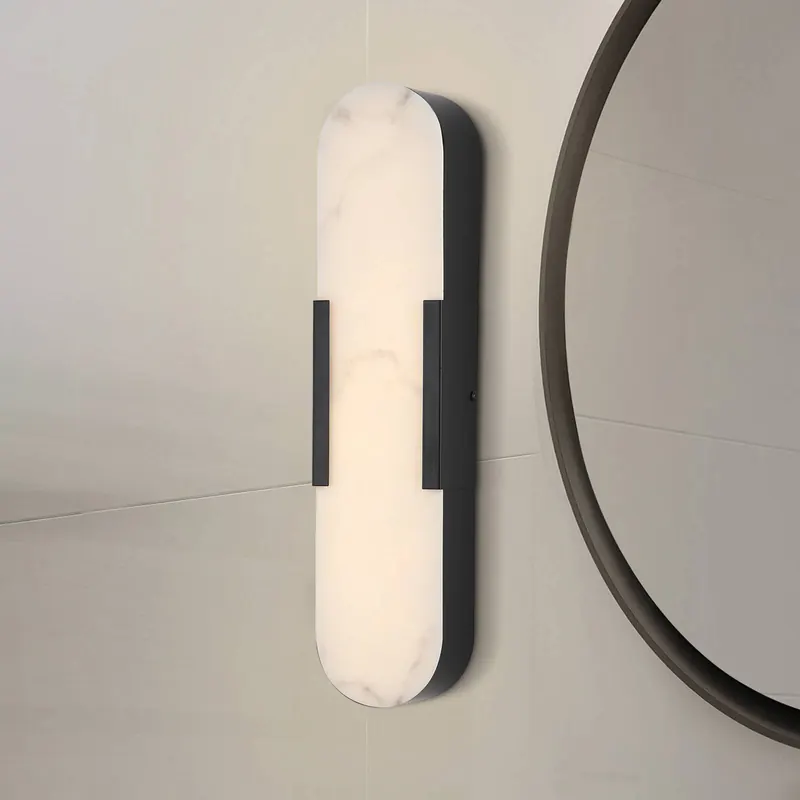 Kinkiet LED do łazienki Opaline, wysokość 50 cm, czarna, metal/żywica