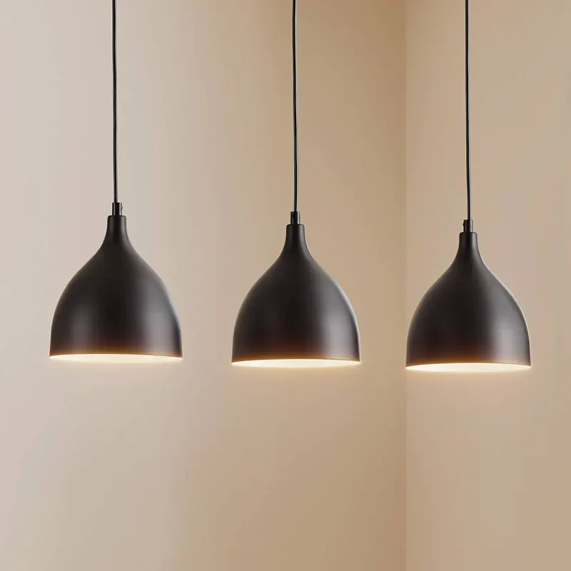 Lampa wisząca Nanu, czarna, stal szlachetna, 3-punktowa