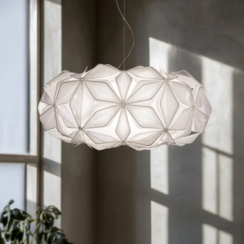 Lampa wisząca C'EST LA VIE, biała/przezroczysty kabel, Ø 53 cm