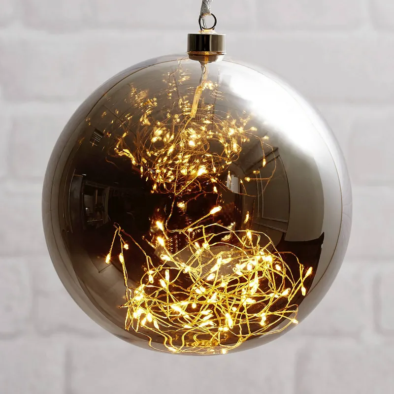 Kula dekoracyjna LED Glow ze szkła, Ø 20 cm szara