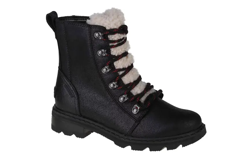 Sorel Lennox Lace Cozy WP Boot 1952511010, Damskie, Czarne, buty zimowe, skóra licowa, rozmiar: 38