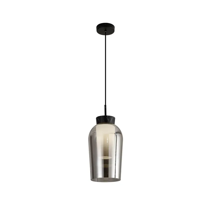 Lampa wisząca Nora, 1-punktowa, czarny, chrom, szkło