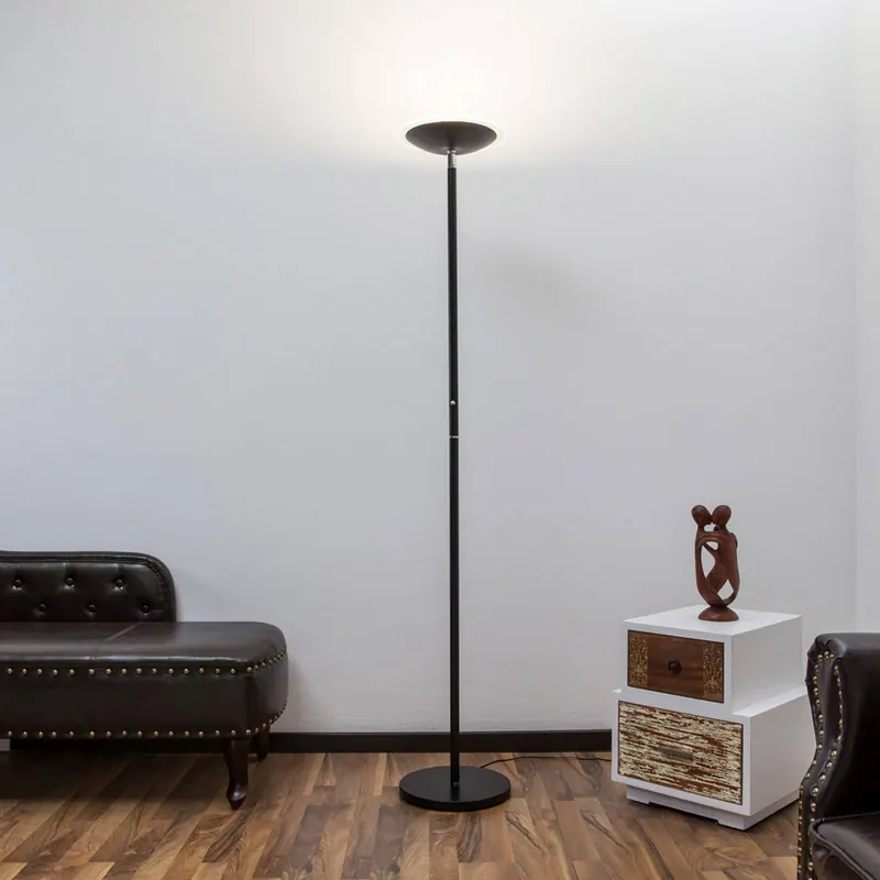 Lampa stojąca LED Lindby Malea, czarna, metalowa, ściemniana, 180 cm