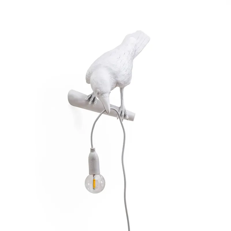SELETTI Bird Lamp kinkiet LED, widok z lewej, biały